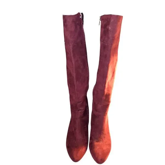 Jones New York 6 Maroon Women's Knee Length Riding Boots Shoes - Picture 3 of 8